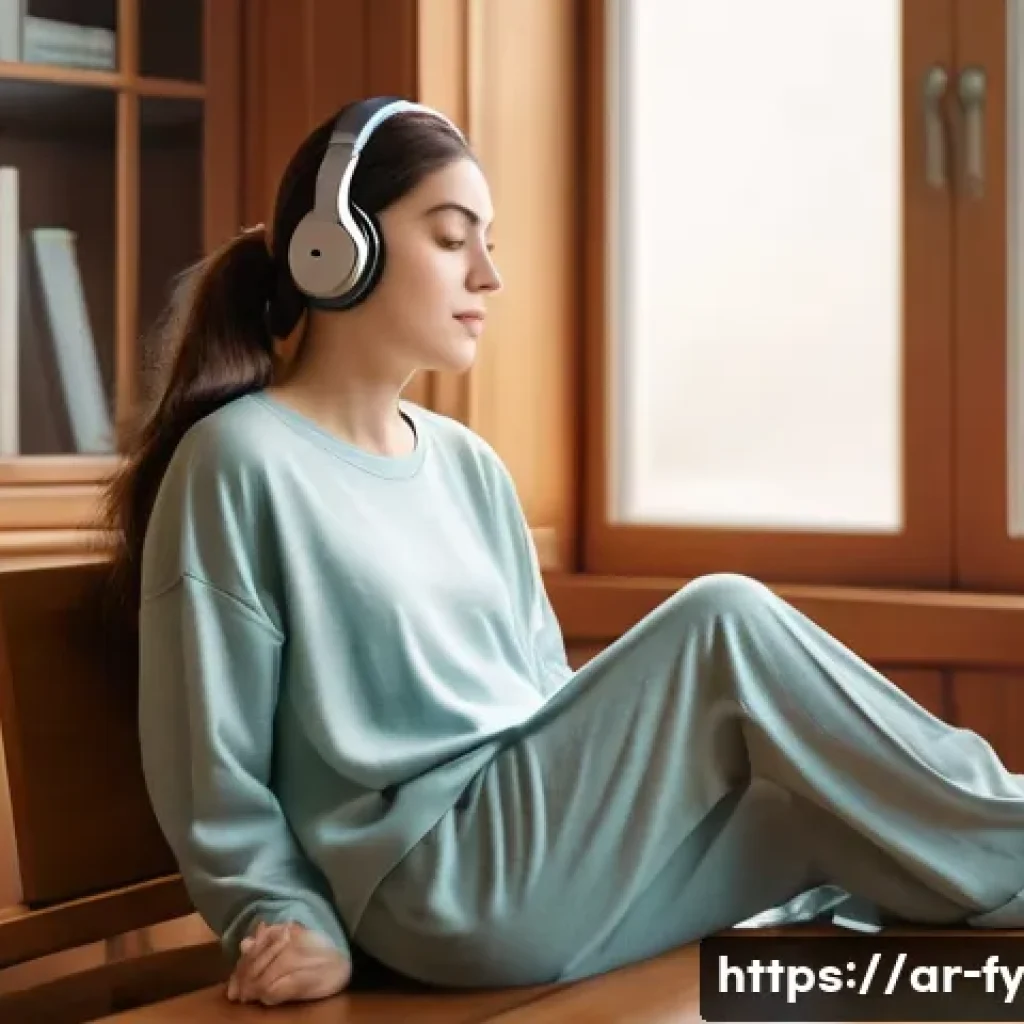 ASMR 체험이 개인적 성장에 미치는 영향 - **Prompt:** "A young woman in her early twenties, dressed in comfortable and modest loungewear consi...